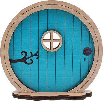 Fairy Door for Garden, Miniature Elf Door for Wall, Garden Accessories Outdoor for Trees and Tree Trunk, Mini Arch Fairy Tale Doors Courtyards Decoration Blue
