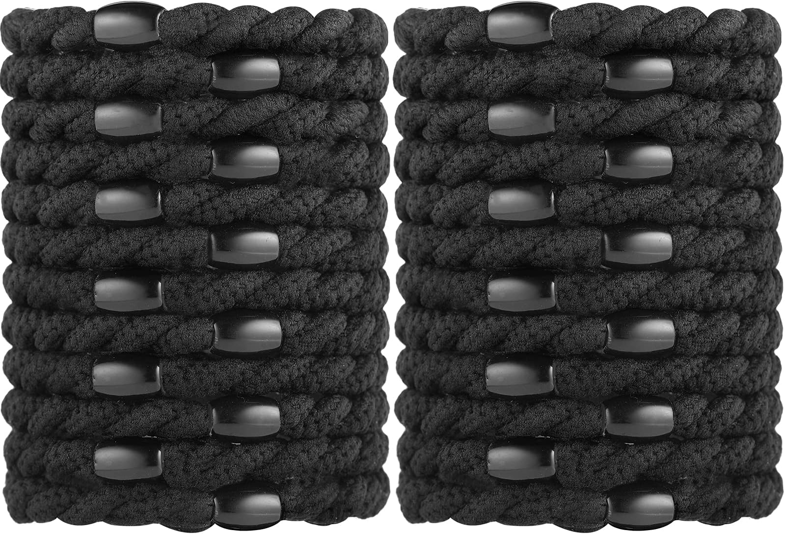 Black Hair Ties, Funtopia 24 Pcs Bracelet Hair Ties for Women Girls, No Metal No Slip Braided Hair Bands Hair Elastics Ponytail Holders for Thick Hair Medium Hair