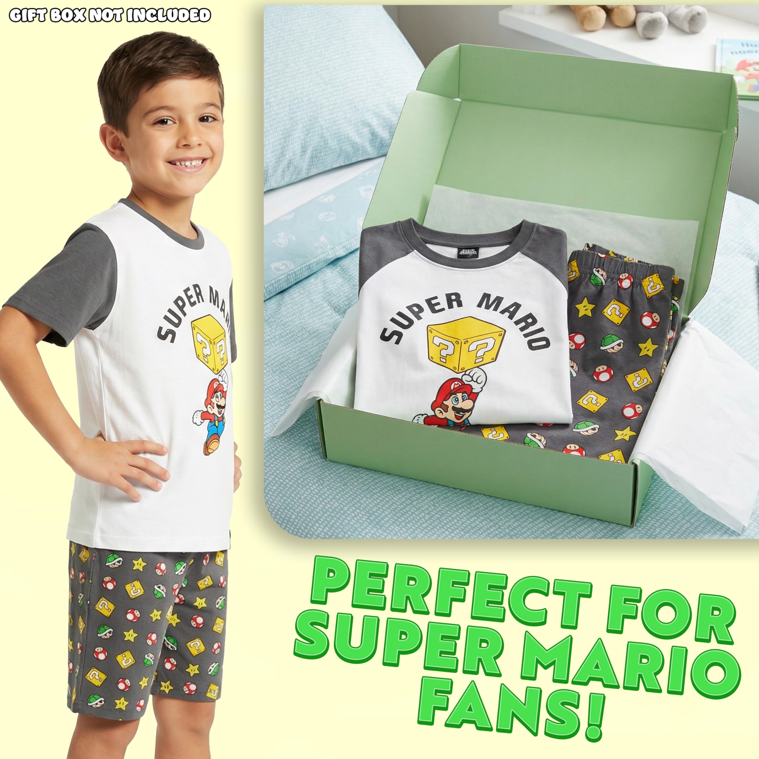 Super Mario Pijama Niño 5-14 Años Conjunto Verano Pijama Corto Ropa Dormir Infantil Regalos