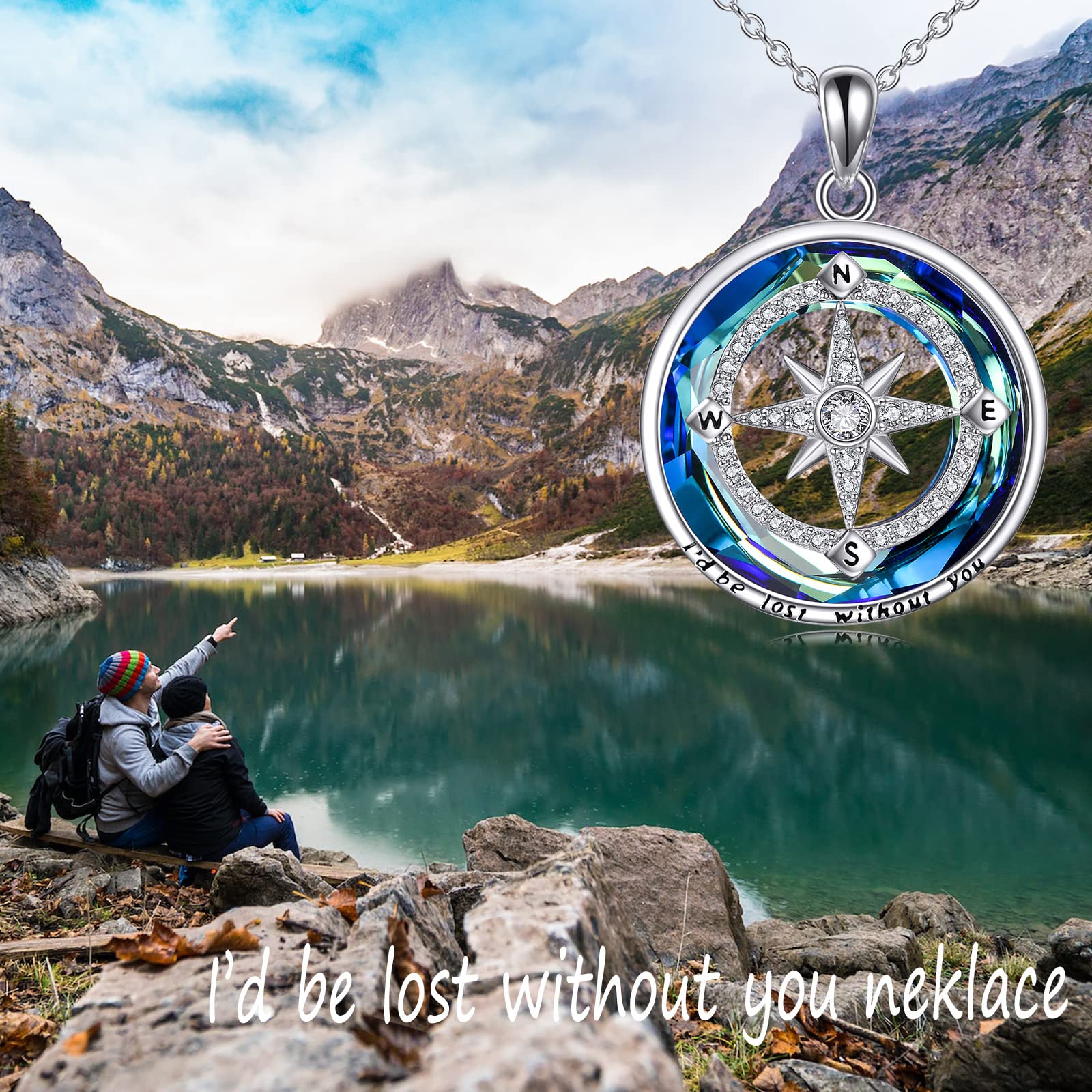 VONALA Collana con bussola da donna in argento Sterling Ocean Compass Pendant Collana I Will Be Lost Without You Amicizia Talismano Viaggio ispiratore laurea Gioielli regalo per donne, 21.2*20.5mm,