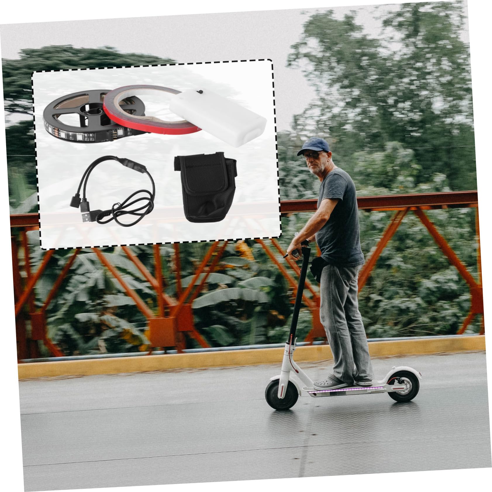 Striscia Luminosa per Monopattino Elettrico, Luci Monopattino senza Abbagliare, Autoadesiva, Ricambio Decorativo per Scooter