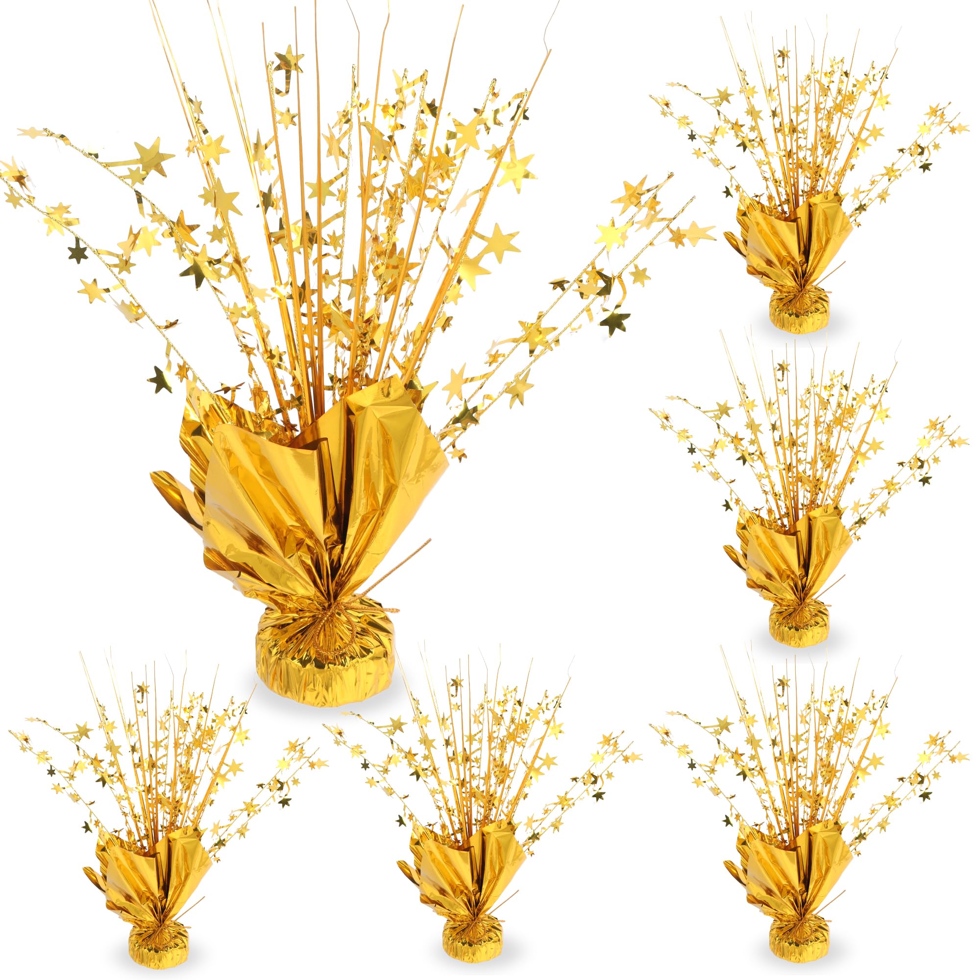 6 Pack Metallic Foil Spray Centerpiece, Gold Star Foil Spray Table Decorations Burst Table Centerpieces Party Table Decor for Birthday Wedding Anniversary Graduation