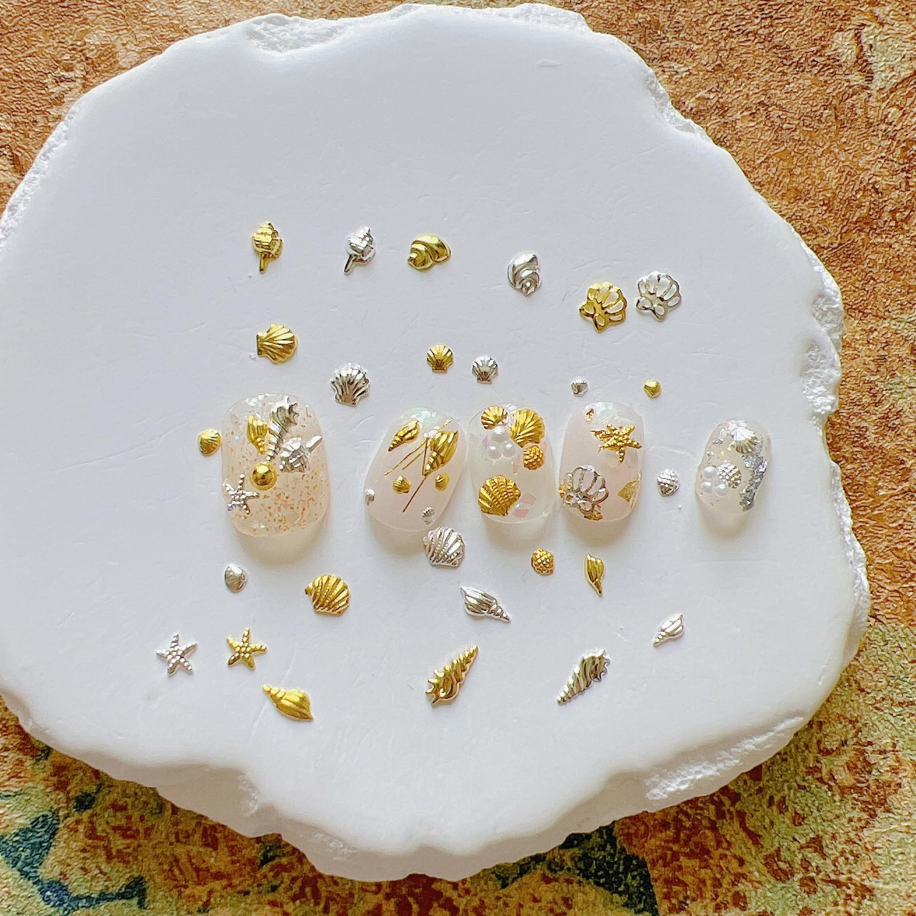 NAIL ANGEL 500pcs/bag Nail Art Randomly Mixed Metal Stud Sea Series Shell Starfish Shape Deco 10007