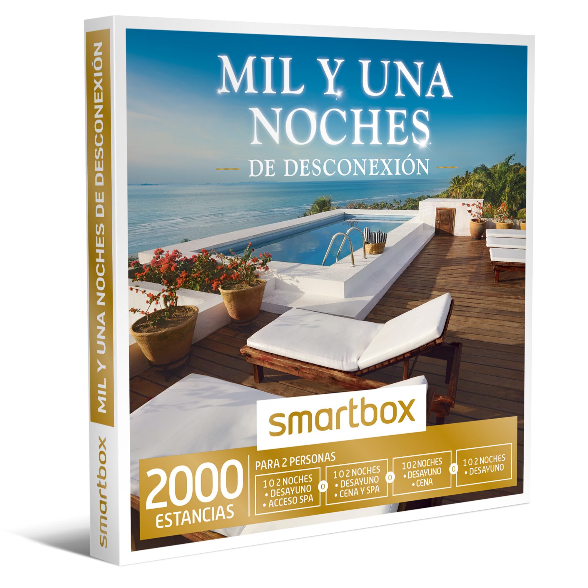 Smartbox Caja Regalo Mil y una Noches de desconexión, Idea de Regalo para Parejas, 1 o 2 Noches con Desayuno o 1 Noche con SPA o Cena para 2