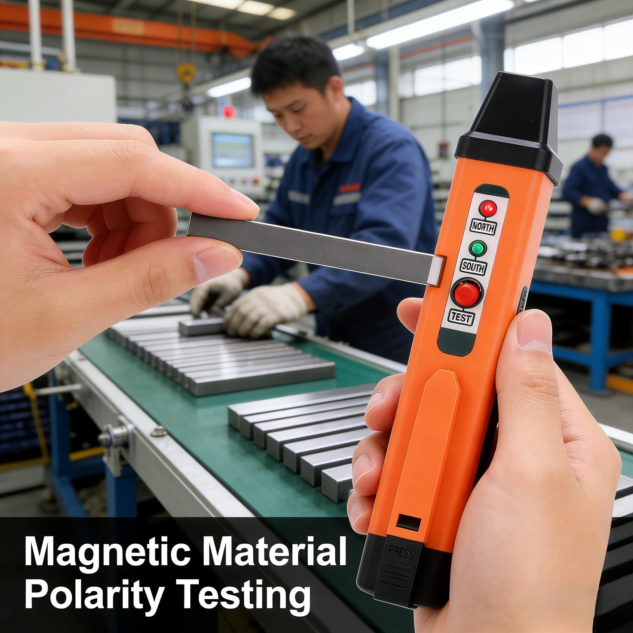 Magnetischer Polaritätstester, 862M N/S-Polstift Detektor mit LED-Anzeige, Tragbar Polaritätsprüfgerät, Magnetpol-Stift-Polaritätsprüfer, für Dauerhafte Elektromagnetpolen Spulenprüfung