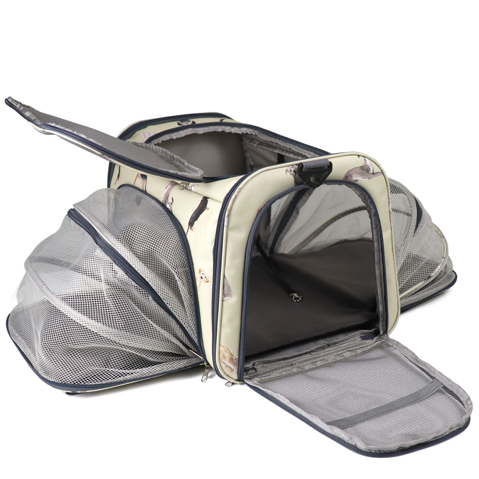 Cat Carrier,Pet Carrier Airline Approved,Expandable Soft Sided Dog Carrier with Fleece Pad and Pockets,Collapsible Pet Travel Bag Kennel for Small Medium Puppy Kitten up to 20 Lbs