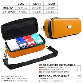 Quiver Time Orange Bolt Card Carrying Case fits Pokemon Cards and other TCG Games - Storage Bag for Playing/Trading Cards and Deck Box (Straps, Dividers & 100 Apollo Card Sleeves)