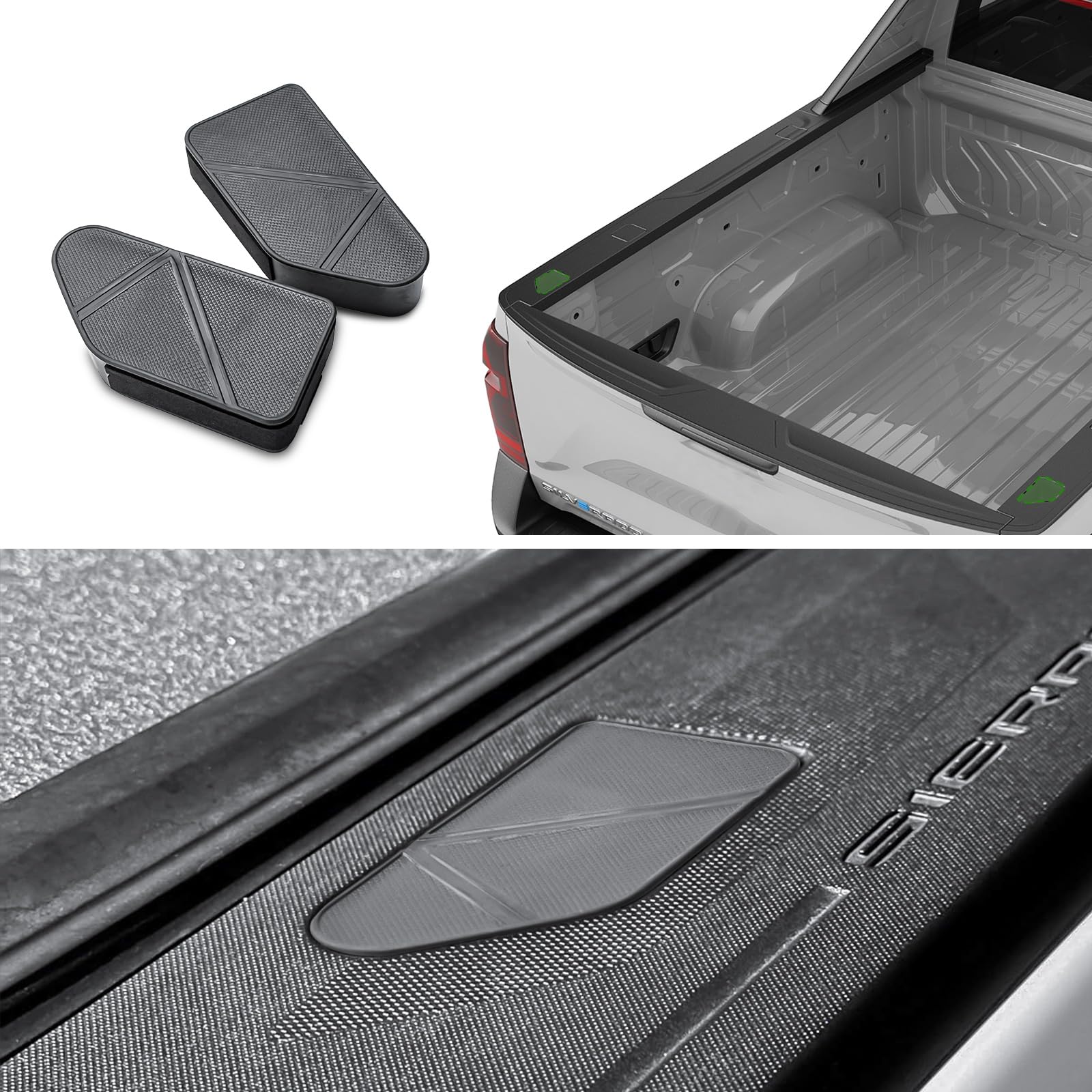 Pickup Trucks Bed Rail Stake Pocket Covers Compatible with 2024 2025 2026 Chevy Silverado EV & GMC Sierra EV Accessories, OEM-Style Truck Bed Stake Hole Plugs - Set of 2 Pocket Caps