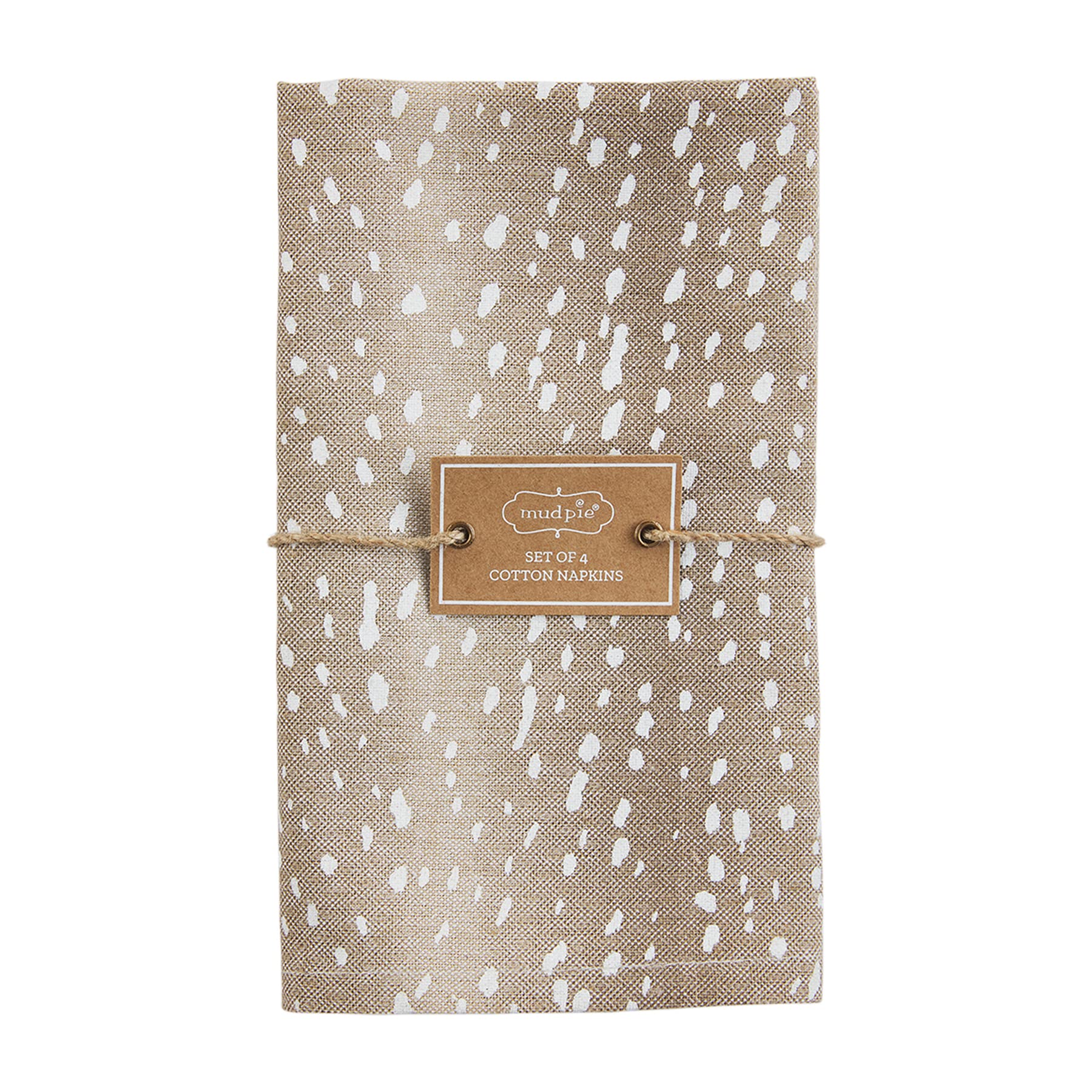 Mud Pie Animal Print Cloth Napkin Set, Fawn, 18" x 18"