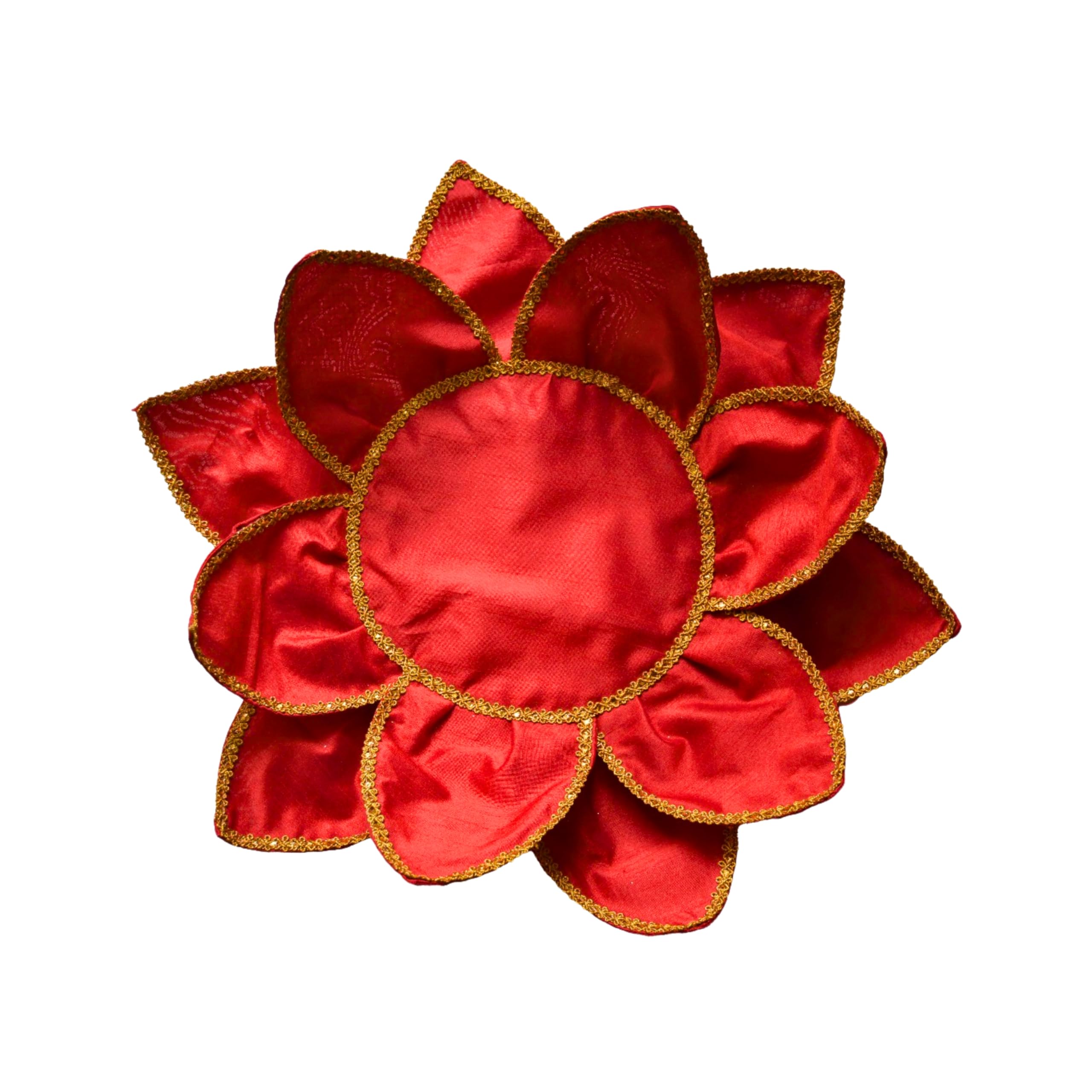 Punyatva Lotus Aasan (Red) – Kamal Aasan Cloth for Pooja, Idol Base | Lakshmi, Gauri Ganpati, Saraswati Devi, Durga Maa, Varalakshmi, Ganesh | Navratri, Diwali, Wedding, Haldi Decoration