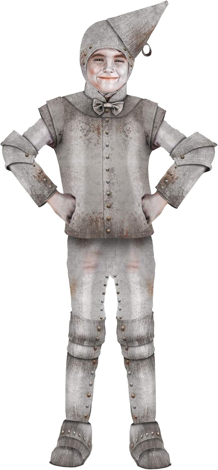 Tin Fellow Costume for Kids - Shirt, Pants, Wrist Cuffs, Boot Covers, and Hood
