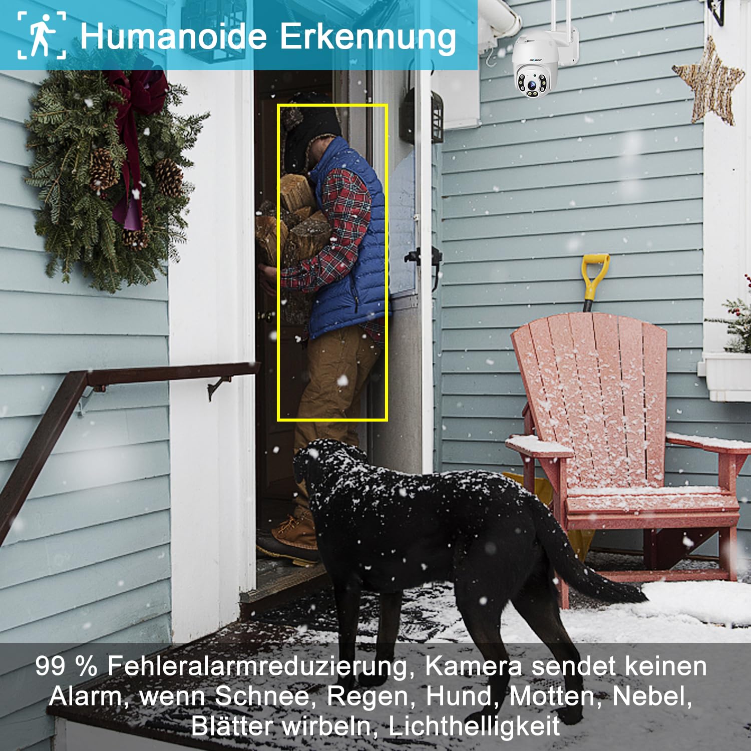 GENBOLT 2,5K Überwachungskamera Aussen WLAN, CCTV IP WiFi Camera Outdoor | 2,4/5GHz WiFi,Kabellose Dome PTZ, 355°/90° Schwenkbar, Automatische Verfolgung, Mit Licht