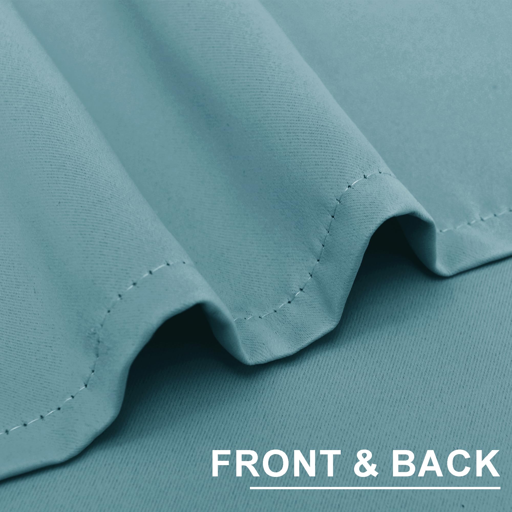 XWZO Blackout Curtains Shades Window Curtain Panels with Tiebacks- Noise Reduction and Thermal Insulated Eyelet Curtains for Bedroom,Living Room,Office,Study Room Turquoise W55xL96 - Image 2