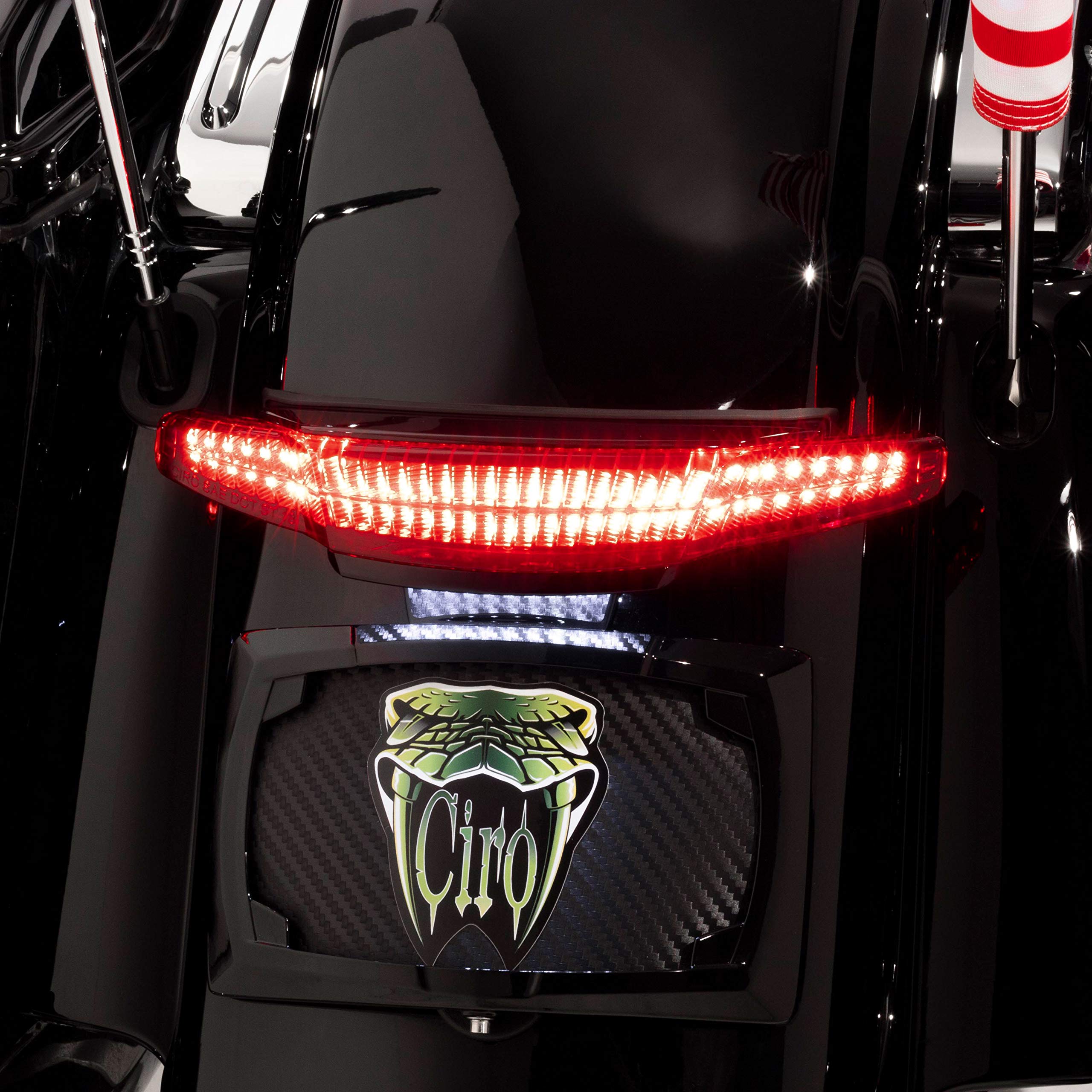 CIRO Latitude Tail Light & License Plate Holder with Red Lens in Black (40074)