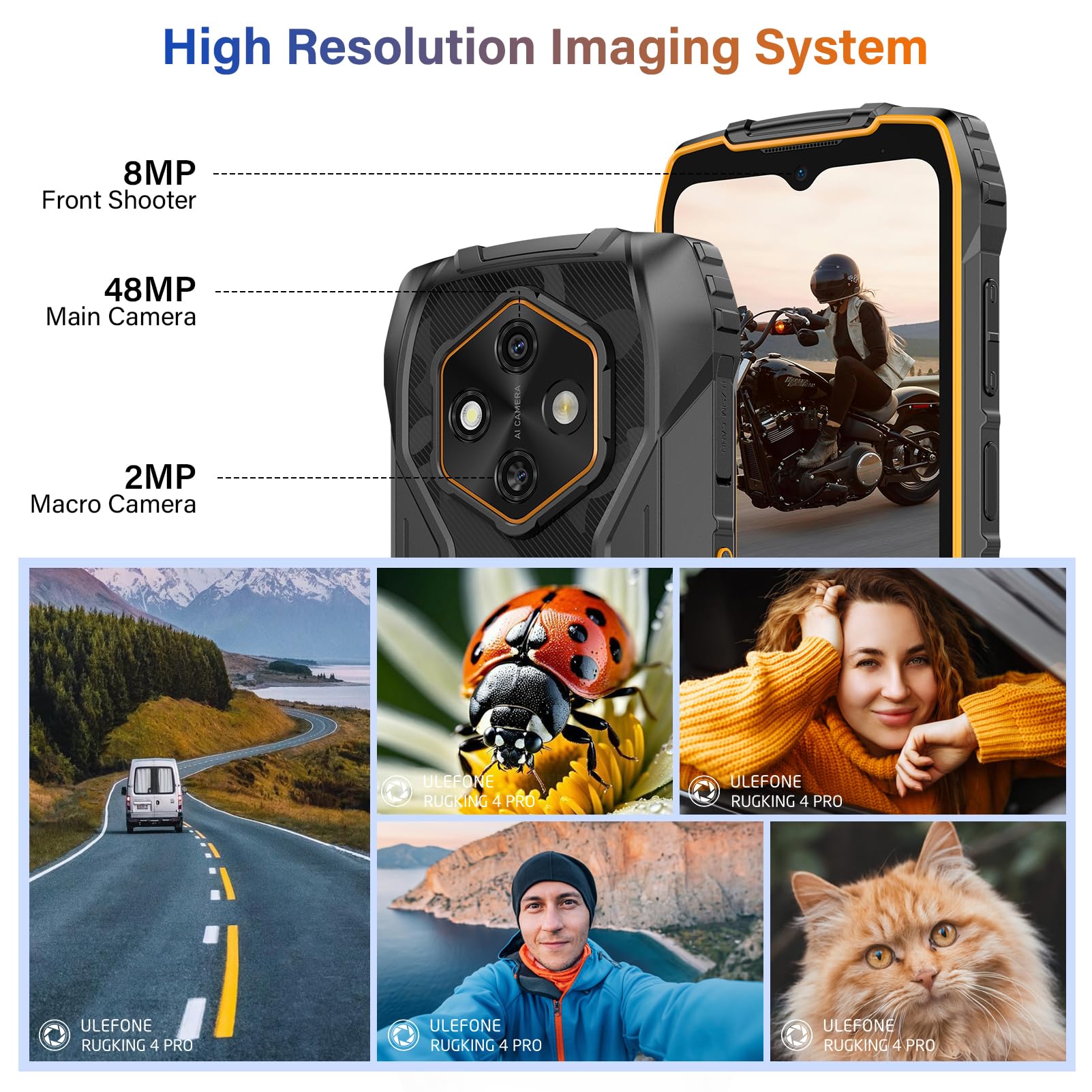 Ulefone RugKing 4 Pro Cellulare Android 15, 10200mAh Batteria AI Telefono Impermeabile 48MP+8MP 16GB+256GB/SD-2TB, Octa-Core Rugged Smartphone 6.56" 120Hz/120LM Super Torcia/3-Slots/OTG/NFC/GPS Nero