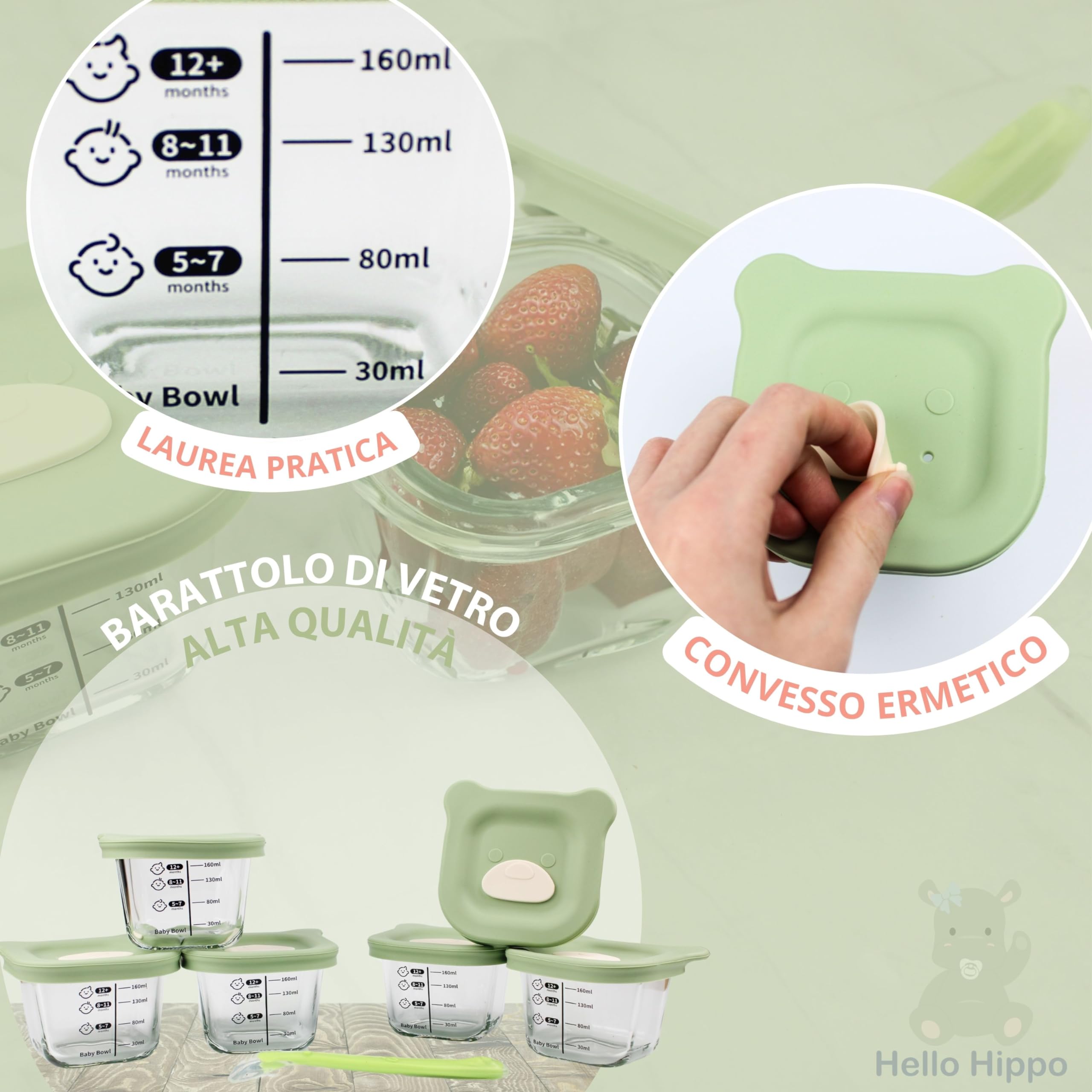 HELLO HIPPO® Set mit 6 Babygläsern à 180 ml - Ideal