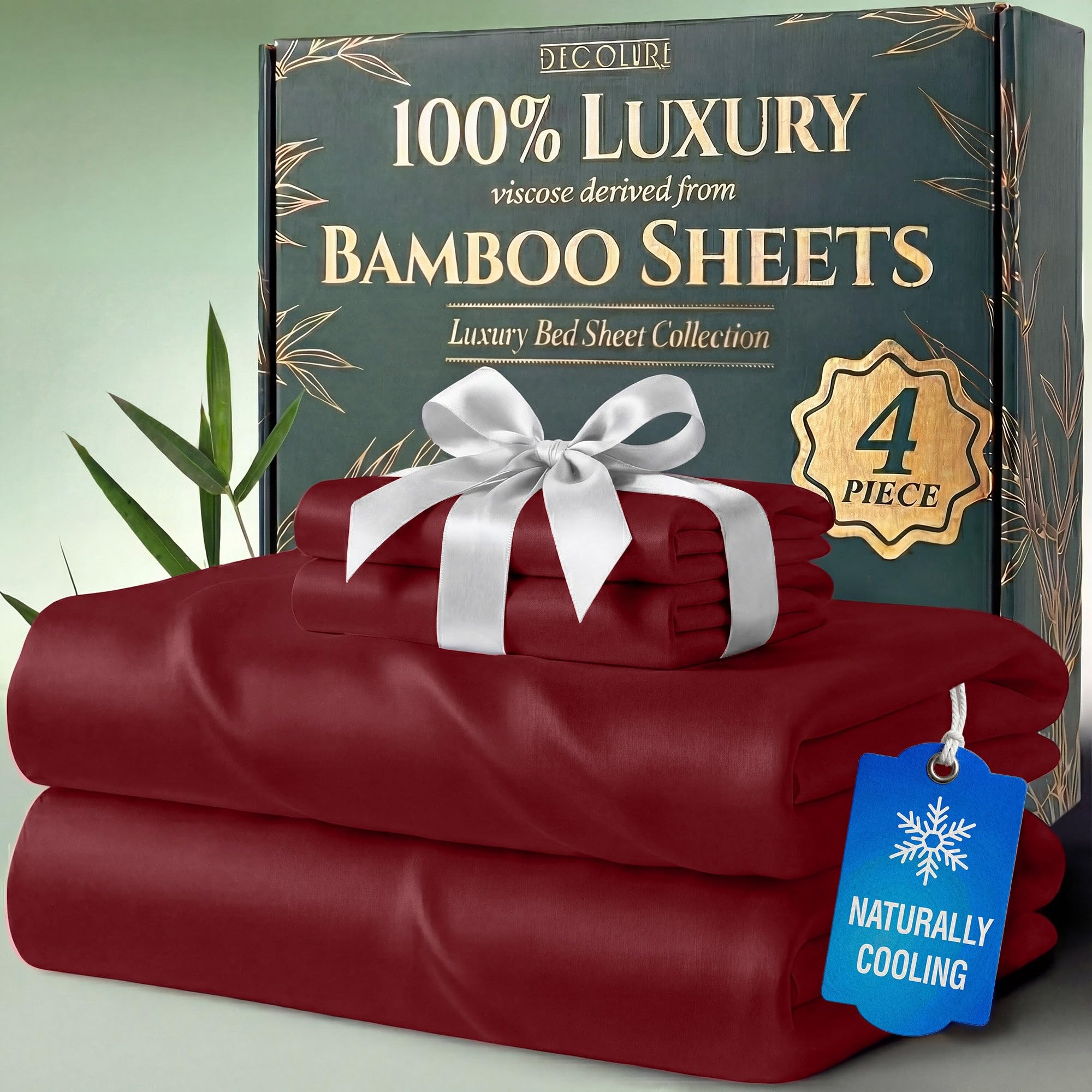 DECOLURE 100% Organic Viscose Derived from Bamboo Sheets Queen Size 6pcs - Ultra Soft & Luxuriously Cooling, 17" Deep Pocket, Double Stitching, Perfect for Hot Sleepers - Queen Bed Sheets (White) — view 30