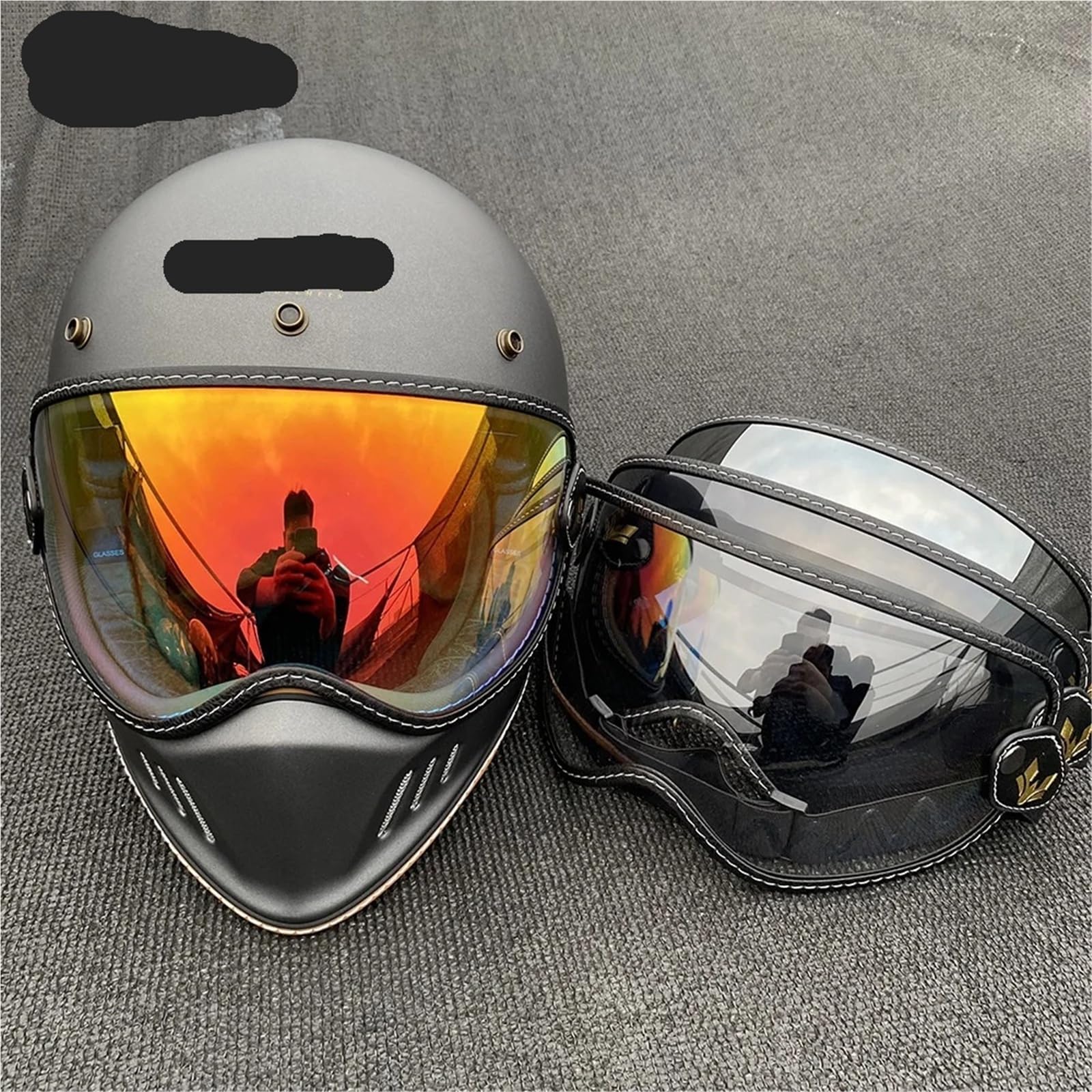 Visera para casco de moto Gafas for casco de motocicleta con visera burbuja retro y accesorios for cascos(Color 1)