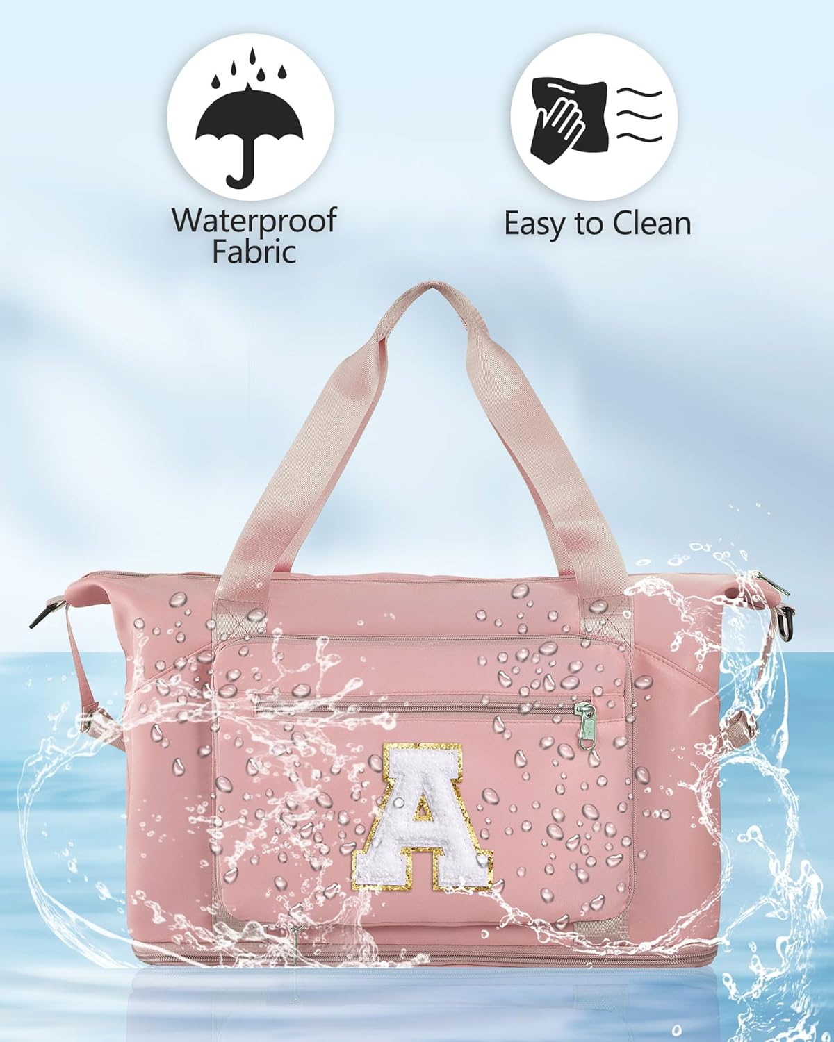 Teen Girl Gifts Trendy Stuff-Initial Duffle Bag for Travel, Carry on Bag Duffel Bags, GYM Weekend Overnight Bag with Shoes Compartment,Hospital Bags for Women-Pink A - Image 5