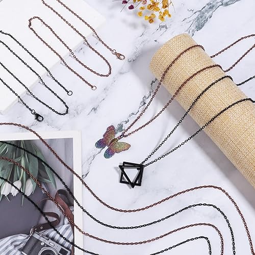 Miniatura 4 de Forise Paquete de 24 cadenas de collar a granel de 0.079 pulgadas de aleación negra para hacer joyas de bricolaje de 24 pulgadas