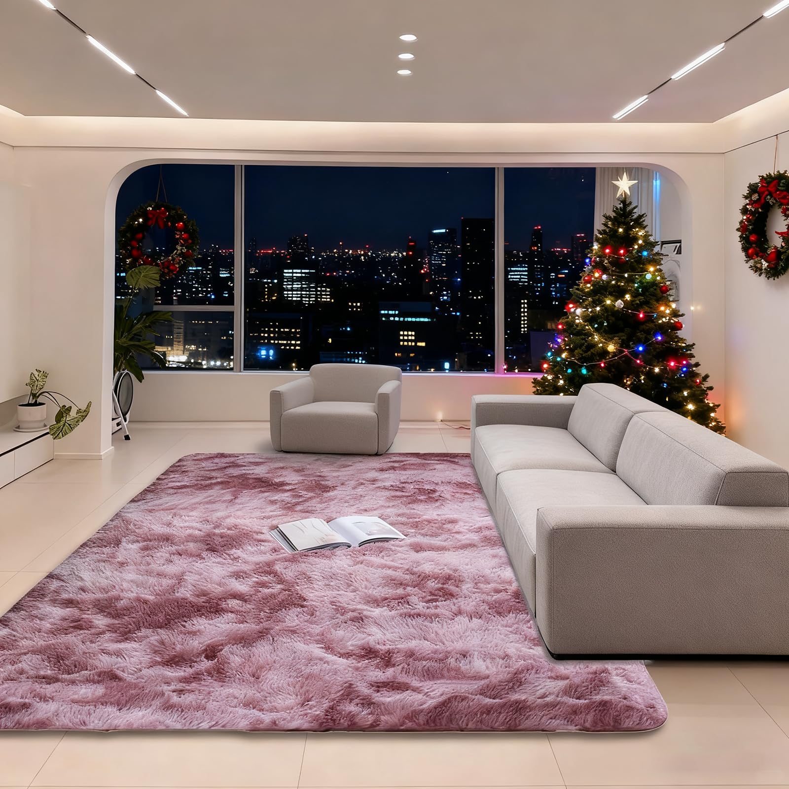 Tapis Shaggy ultra doux 180x500 cm antidérapant et sans perte de poils pour chambre moderne