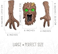 Vista 6 de Decoración de patio de monstruo de corteza de árbol, cara de corteza, decoración para jardín y Halloween
