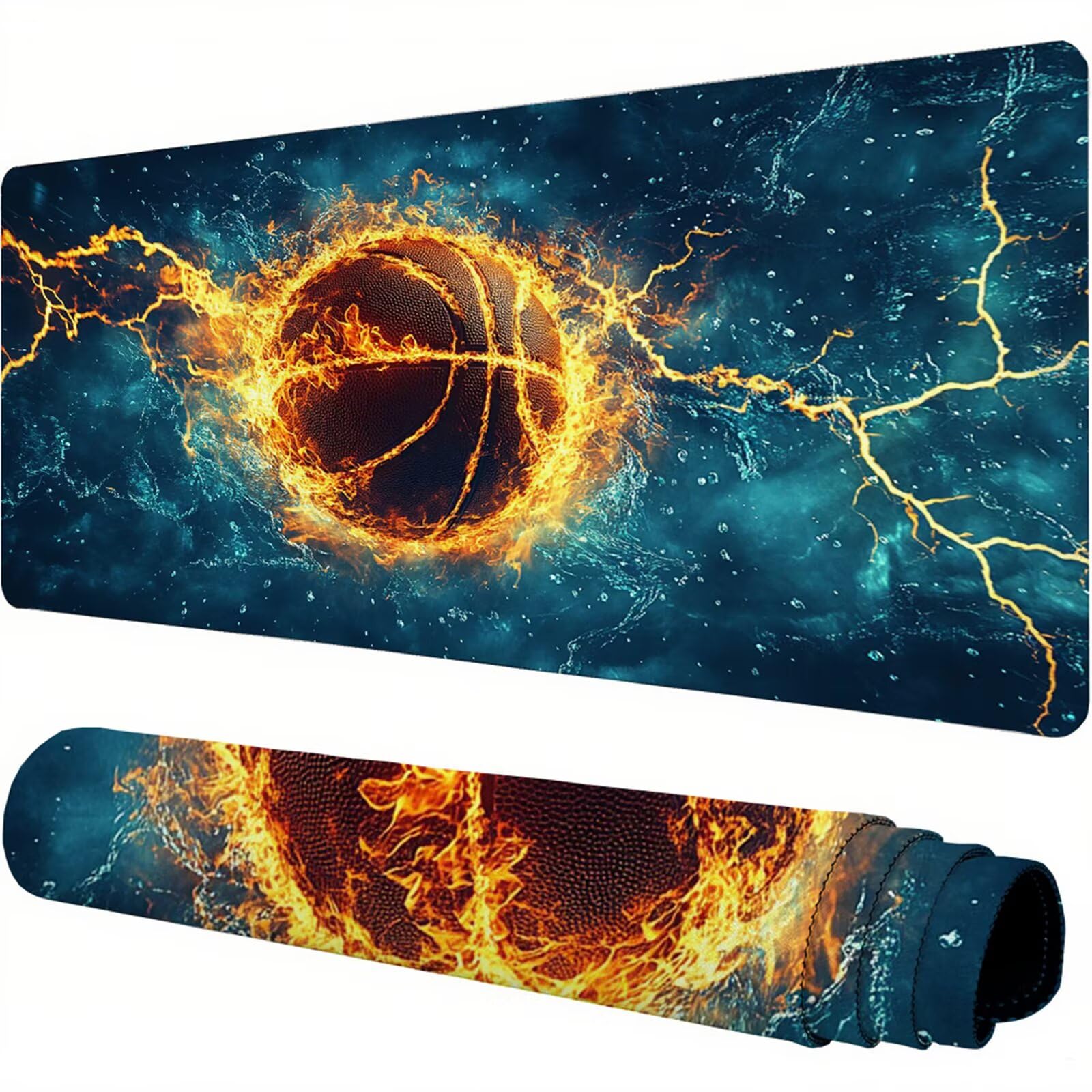 Niebieska podkładka pod mysz XXL 1200 x 600 x 3 mm do koszykówki pod biurko akcesoria antypoślizgowa gumowa podstawa i szyte krawędzie podkładka pod mysz dla graczy do dekoracji biura dekoracyjnego
