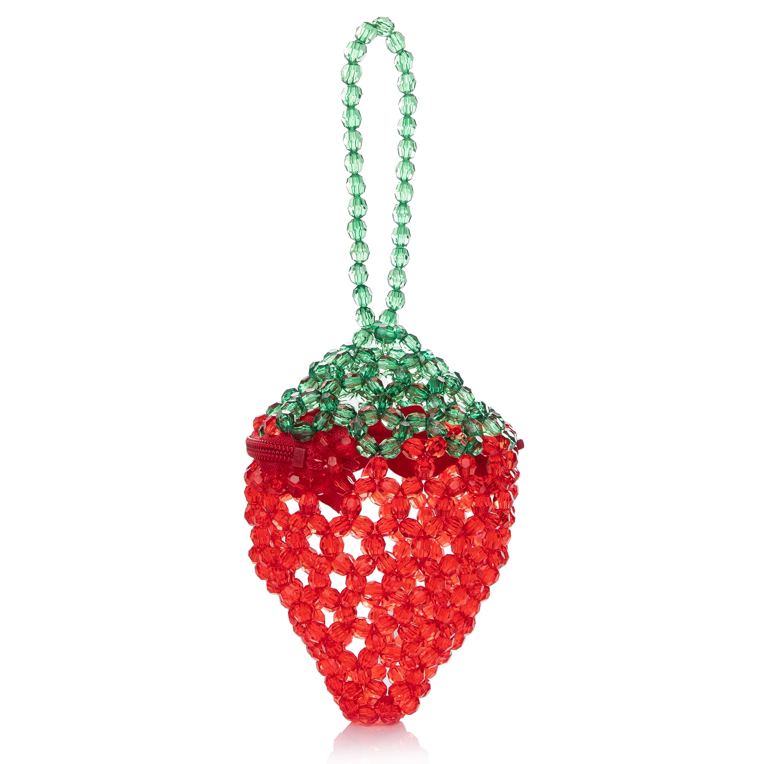 Abvokury Handcrafted Acrylic Strawberry Beaded Handbag Clutch Carry-all for Girls