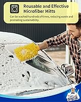 Vista 3 de MR.SIGA Manoplas de microfibra suave de chenilla para lavado de coche, paquete de 2, azul y amarillo