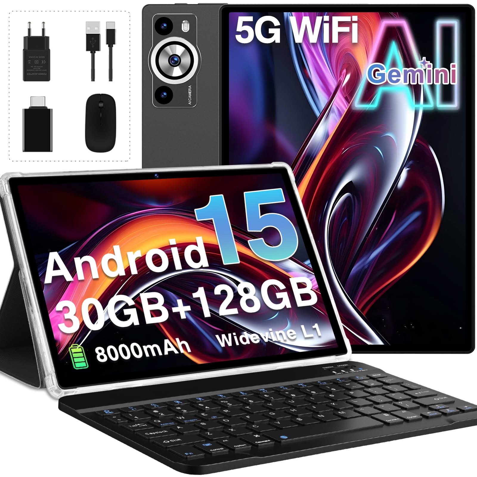 Tablet Android 15 Gemini AI Tablet 10 Pulgadas con 30GB RAM+128GB
