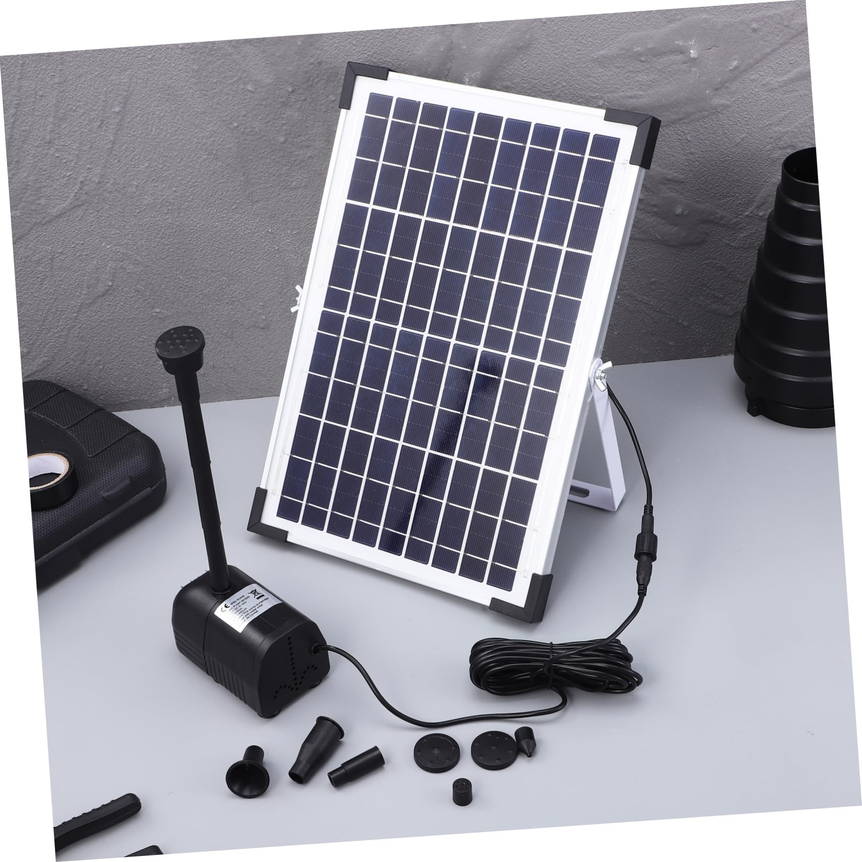 Pompa Fontana Solare 12w in Abs Nera per Giardino Esterno | Capacità 1350l/h, Angoli Regolabili, Costruzione Robusta, Kit Bsv-sp100
