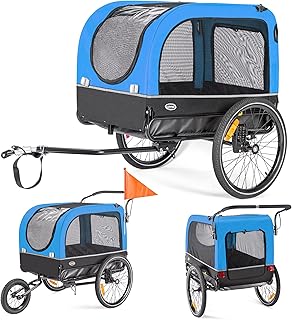 CXWXC Fahrradanhänger für Hunde 2 in 1 Fahrradanhänger & Jogger hundewagen mit Stoßdämpfer, Hundeanhänger Maximale Belastbarkeit 40KG/88LBS