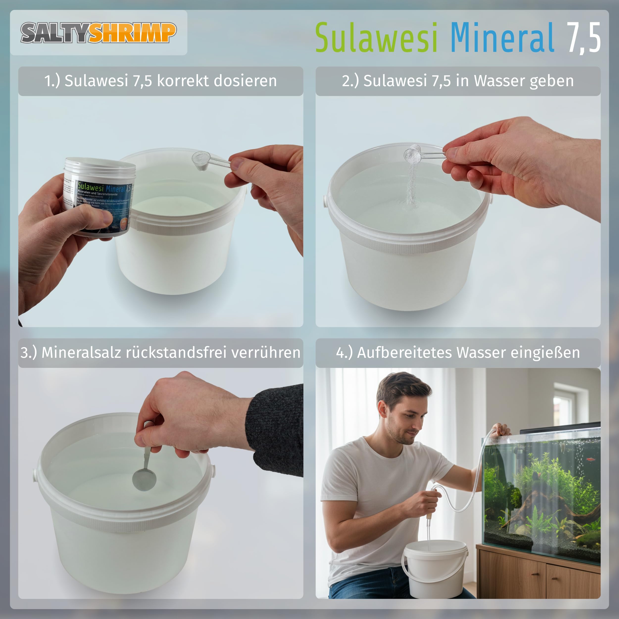 Sulawesi Mineral 7,5 | 110g - Sal de Sulawesi para endurecer Agua de ósmosis, Agua de Lluvia, Agua desmineralizada. Favorece la regeneración microbiana