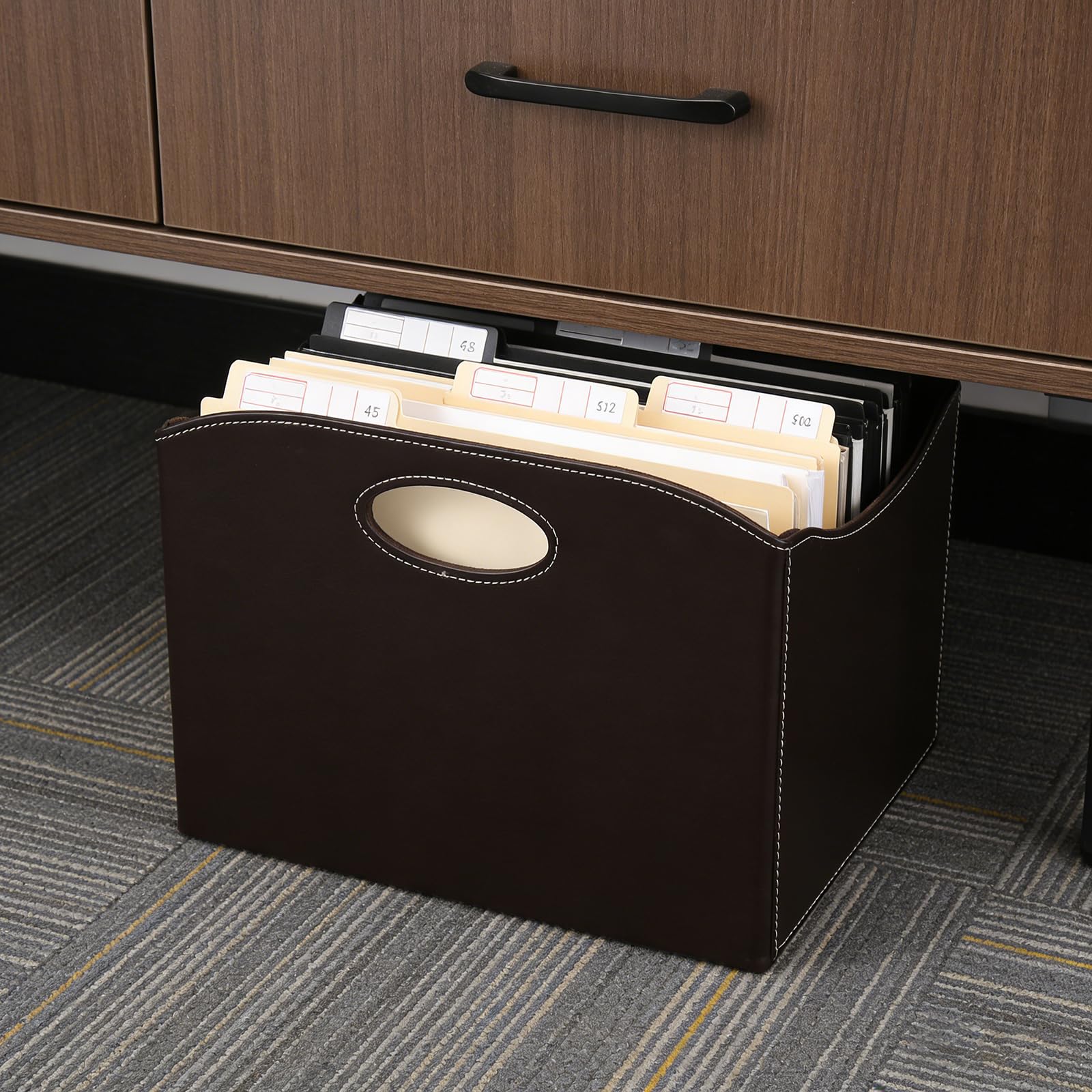 Zeitschriftenständer Modern, 34,8 x 18,8 x 26,8cm Faltbare Zeitungskorb mit Tragegriff, Leder Zeitschriftensammler für Wohnzimmer, Büro