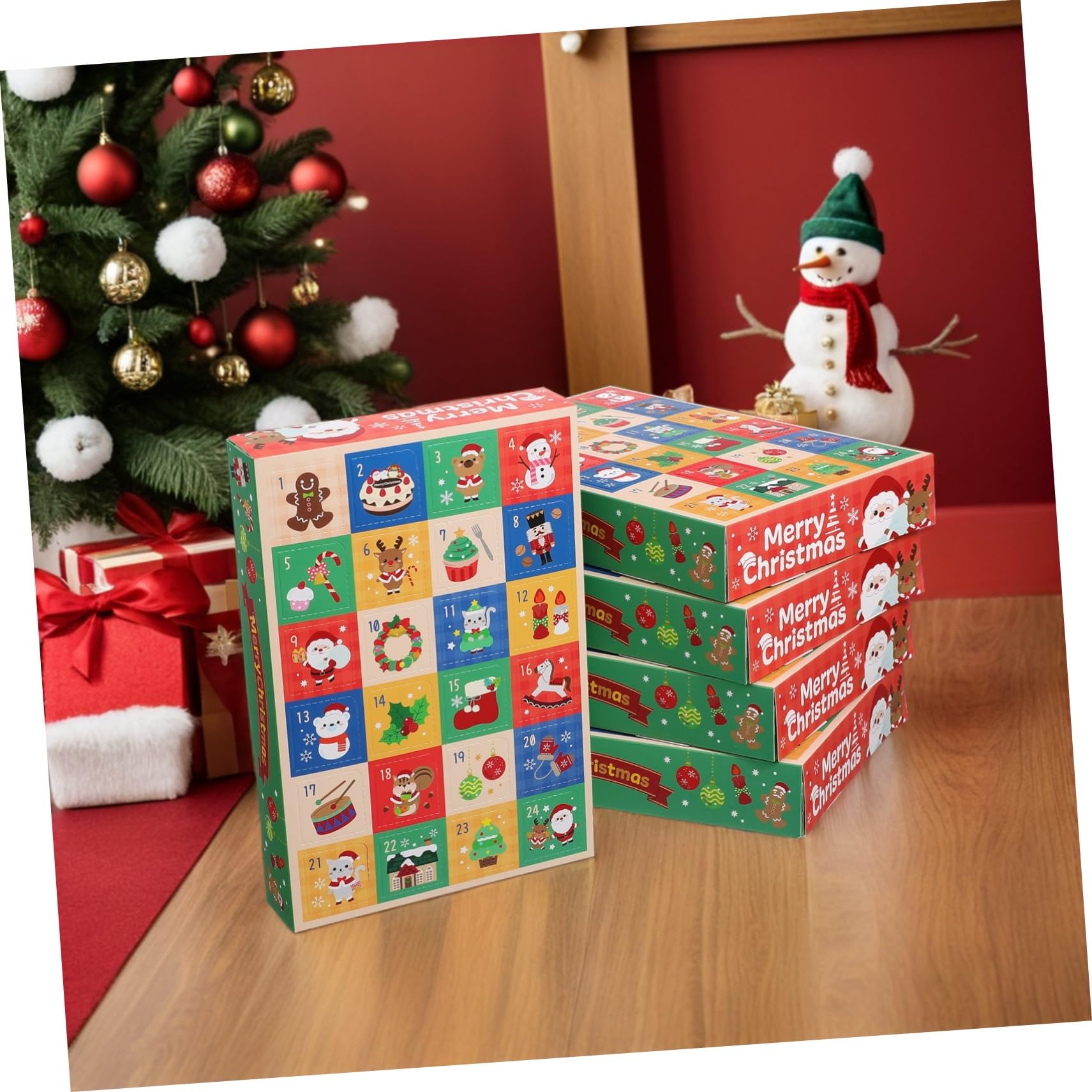 PRETYZOOM 15 Piezas Caja de Regresiva para Navidad de Calendario de Adviento Rellenable de Días Caja de Papel para Decoración Navideña de Dulces