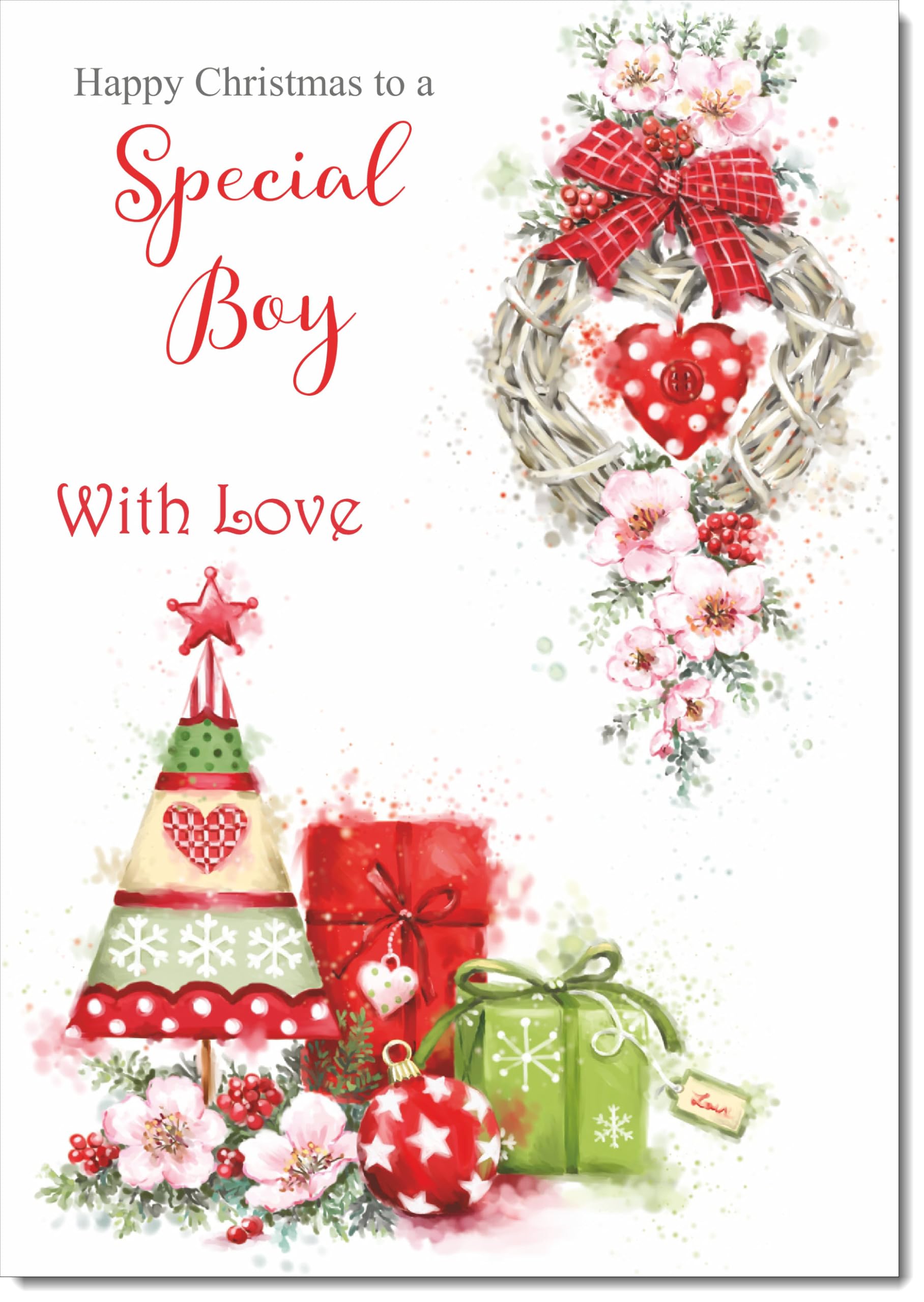 doodlecards Special Boy Christmas Card Heart Decorations Large A4 Size Christmas Card for Special Boy with Plain Envelope — image 1