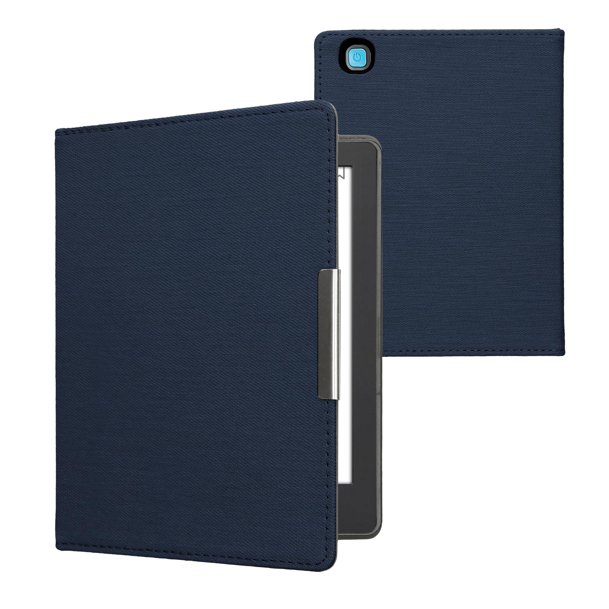 kwmobile Custodia Compatibile con Kobo Aura H2O Edition 2 Cover Jeans Denim Blu Scuro