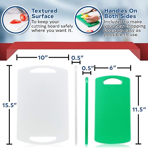 Miniatura 3 de Tablas de cortar de plástico para cocina, fabricadas en Estados Unidos, juego de 2, grandes de 15.5 x 10 pulgadas y pequeñas de 11.5 x 6 pulgadas,
