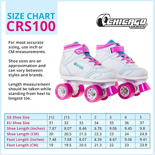 Miniatura 6 de Chicago Skates Sidewalk Roller Skates – Durable, Top Performance Indoor/Outdoor Use Skate Shoes for Girls & Boys, High-Top Boot Safety Youth Quad