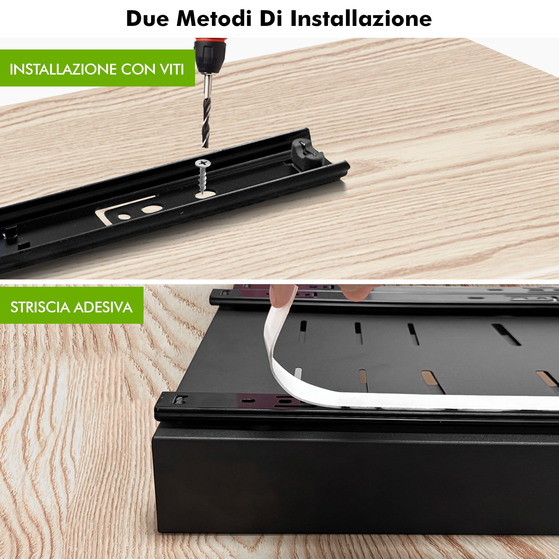 Mimoke Organizer espandibile estraibile per armadio, cassetto telescopico da cucina con adesivo, organizer per cassetti da cucina/bagno (nero, (2 pezzi) larghezza 31-52 cm, profondità 42 cm)