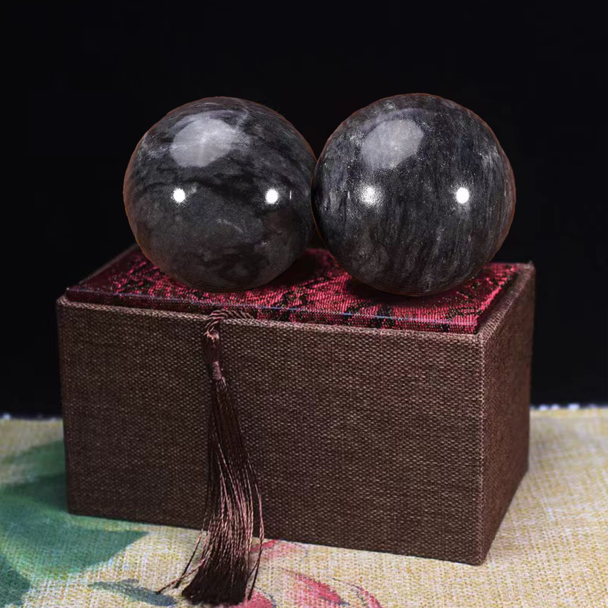 LLY 2`` Hand Exercise Ball, Chinese Baoding Ball, Hand Therapy Ball, Adult Stress Relief Massage Ball, Alleviating Memory Loss (Sea Spray Stone)