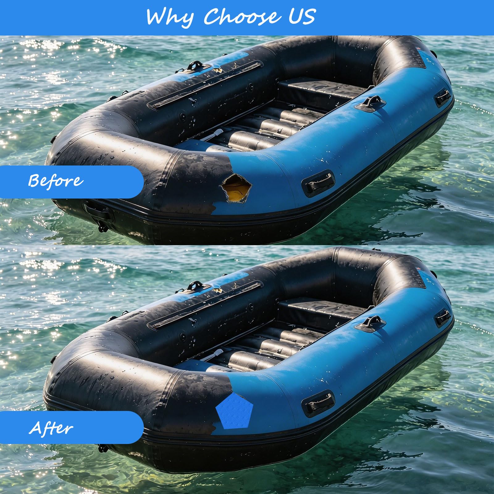 4 Pezzi Toppa di Riparazione per Gommone, 10cm x 15cm Toppa di Riparazione in PVC, Kit Riparaziones SUP Gonfiabile per Kayak, Gommone, Barca, Canoa, SUP Gonfiabile(Colori)