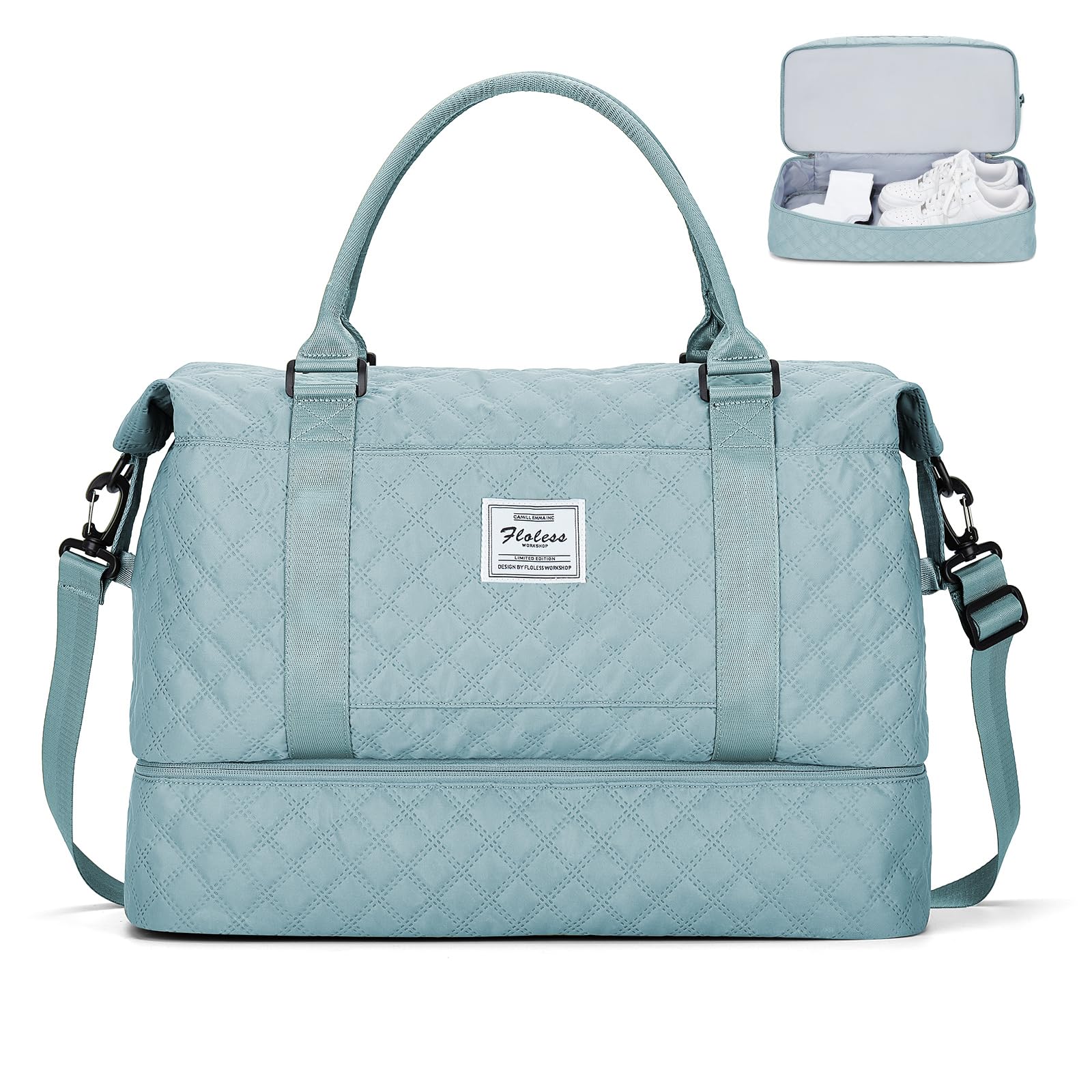 SEAFEW Bolsa de Viaje 40x20x25 para Ryanair,Impermeable Bolsa de Deporte para Gimnasio,Bolsa de Mano Equipaje de Fin de Semana 40x30x20 para Mujer,Bolso de Natación para Playa,D15-Gris Claro — view 19