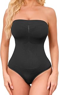 Strapless Shapewear for Women Seamless Thong Tummy Control BodySuit Tube Top Body Shaper Under Dress