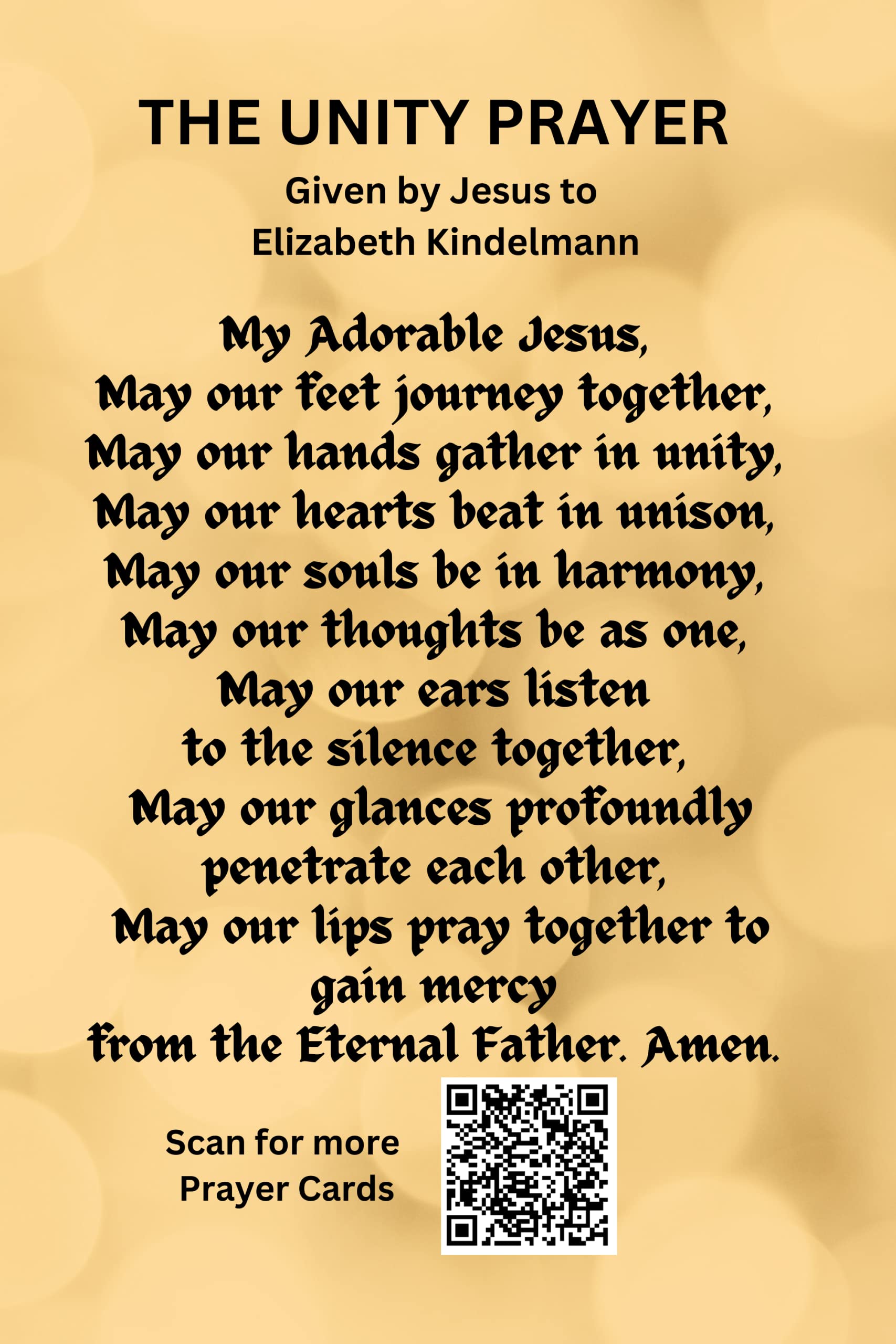 Amazon.com: The Unity Prayer Card - 20 pack : Elizabeth Kindelmann