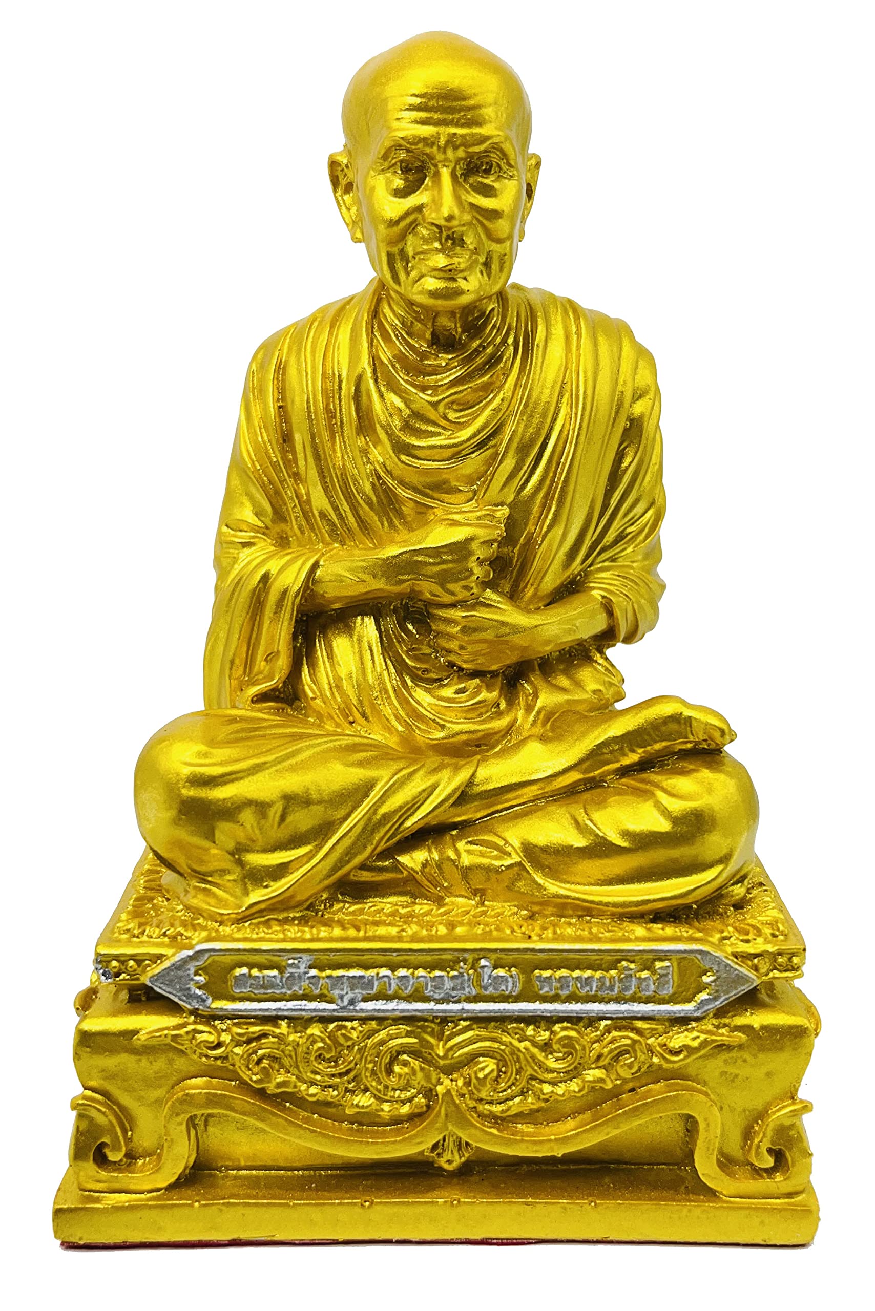 BUDDHO Somdej Toh - Estatua de Buda de 5 pulgadas de alto, budista tailandés, estatua de Buda tailandés, decoración de habitación, regalo pequeño de oficina (dorado)