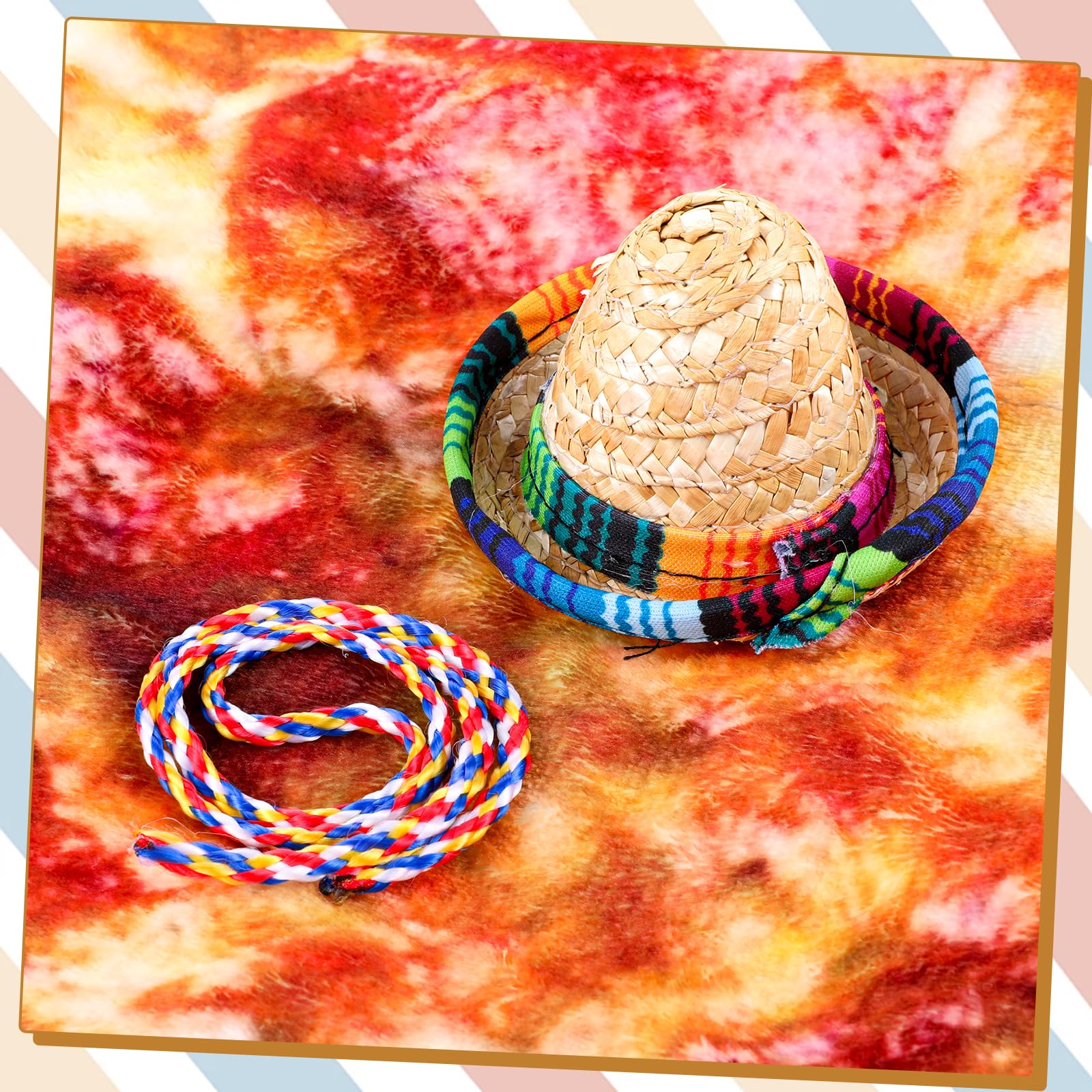 Sombrero-Hüte für Bartdrache, handgefertigt, natürlicher Strohhut mit verstellbarem Kinnriemen, für kleine Haustiere, Eidechsen, Reptilien, Frettchen, Hamster, Schlangen, Meerschweinchen (2)