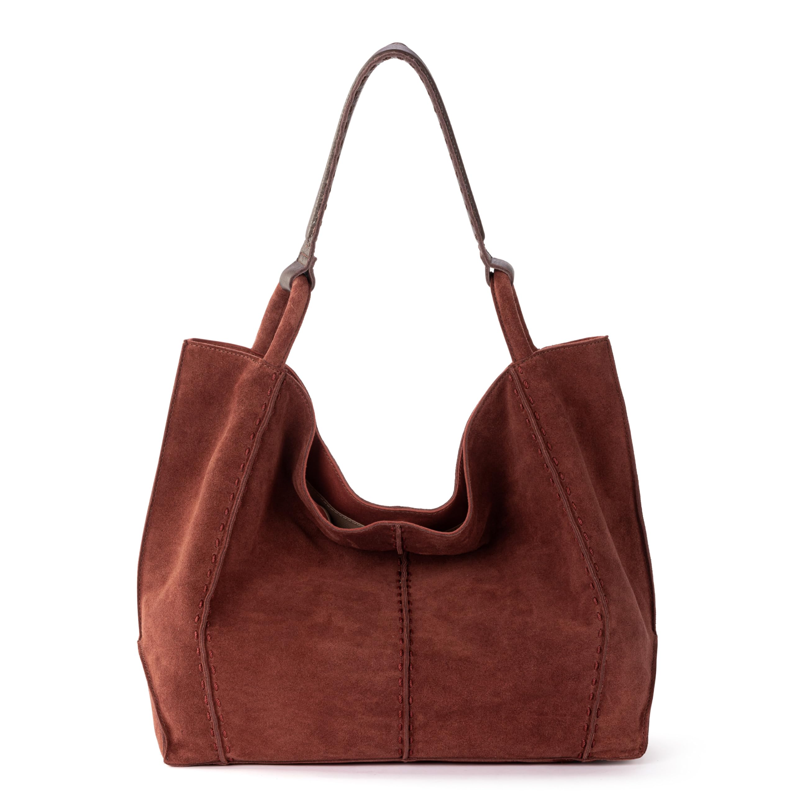 The Sak Los Feliz Large Tote Bag - Women's Purse For Everyday, Travel, Beach Bag - Roomy Handbag With Shoulder Bag Strap | Fits Laptop & Daily Essentials, Durable & Lightweight, Interior Organization, Work, Travel & Beach Ready, Everyday Carryall One Size Cinnamon Suede