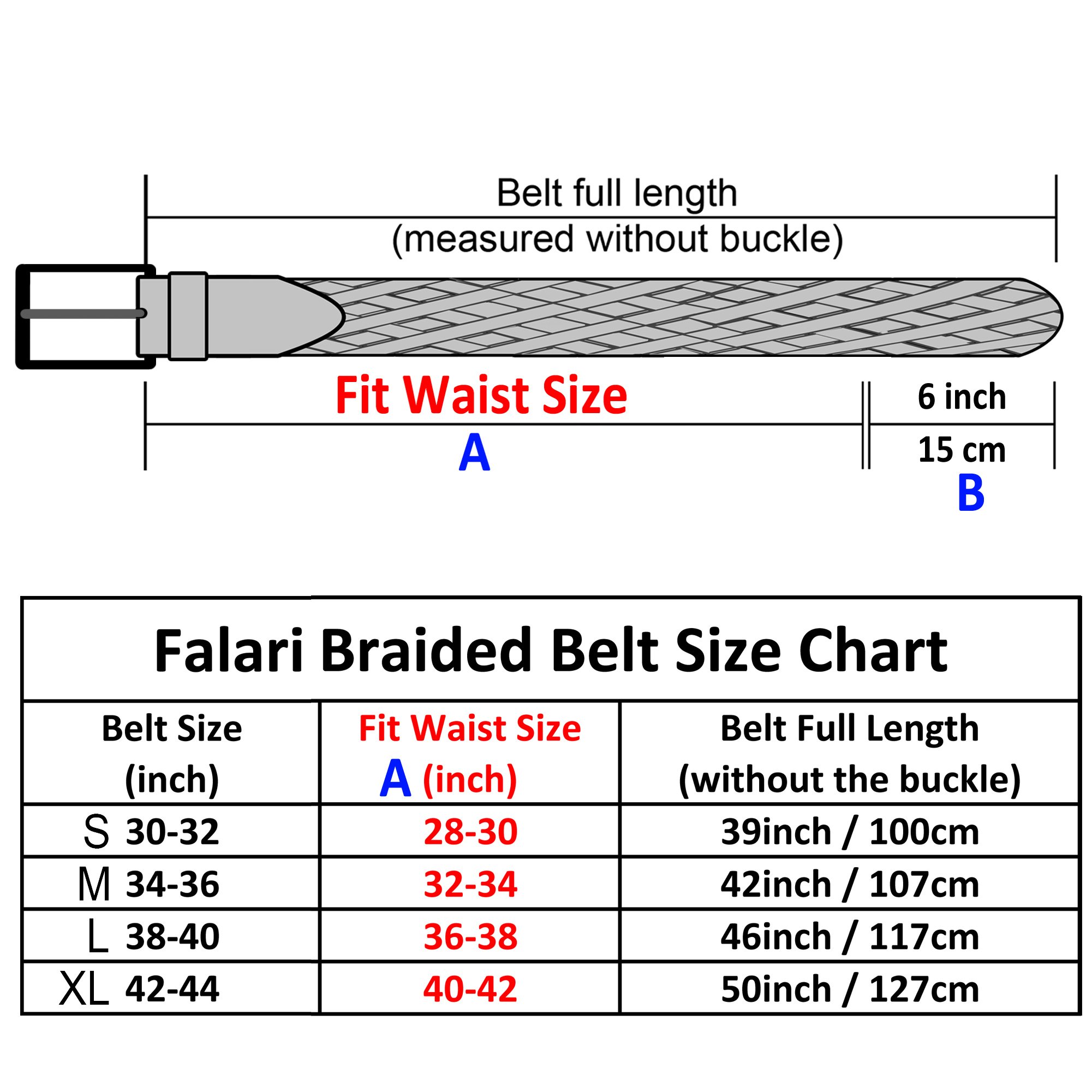 Falari Cinturón trenzado para hombre, 100 % piel auténtica, hebilla de acero inoxidable, 35 mm