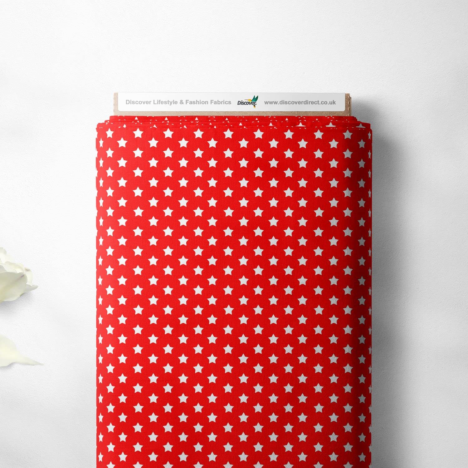 Discover Lifestyle & Fashion Fabrics Red 100% Cotton Small Star Twinkle Design Children Kids Craft Quality Fabric Material | 55" - 140 Cm Wide (Per Half Metre, )